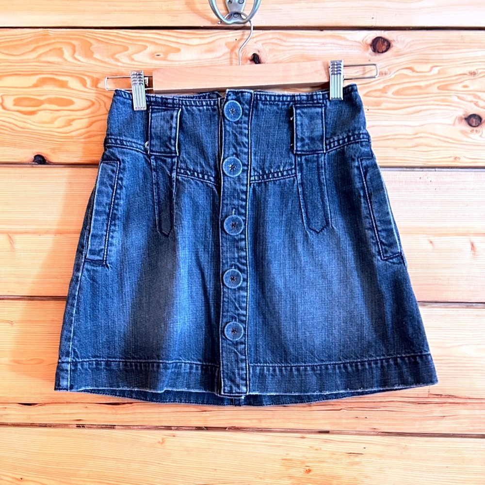 Vintage Denim‎ Mini Skirt Size 26 Blue Jean Button Front Reef Y2K Surf Skater